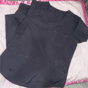 Dark Gray Scrub Top and Pants Set